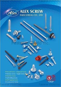 ALEX SCREW INDUSTRIAL CO., LTD.  , Drywall screw / Chipboard screw / Window screw / Roofing screw / Machine screw / Wood screw / Self tapping screw / Self drilling screw / Construction screw / Nipple screw , Drywall Screws ALEX SCREW INDUSTRIAL CO., LTD.  , Drywall screw / Chipboard screw / Window screw / Roofing screw / Machine screw / Wood screw / Self tapping screw / Self drilling screw / Construction screw / Nipple screw , Drywall Screws