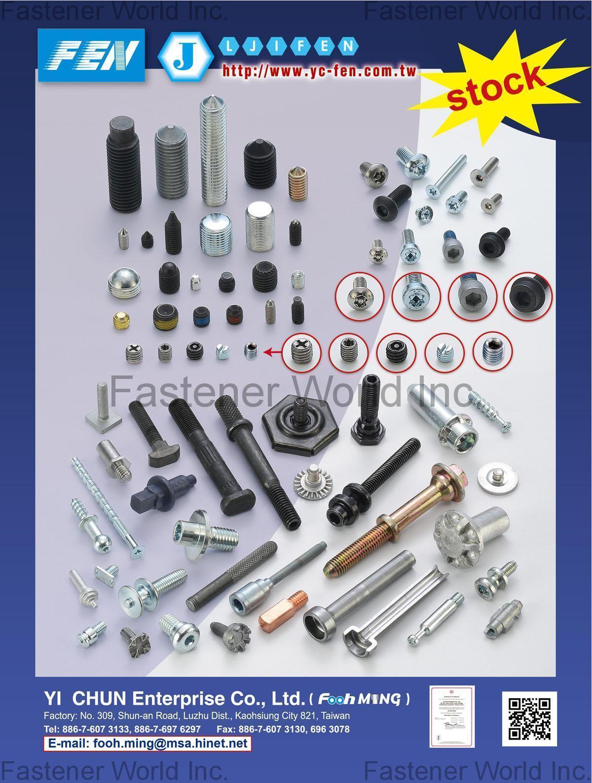 YI CHUN ENTERPRISE CO., LTD. , Rubber Rivet Nuts, Air Pull-Setter, Flat Washer, Saw Slotted Set Screw , Socket Set Screws YI CHUN ENTERPRISE CO., LTD. , Rubber Rivet Nuts, Air Pull-Setter, Flat Washer, Saw Slotted Set Screw , Socket Set Screws