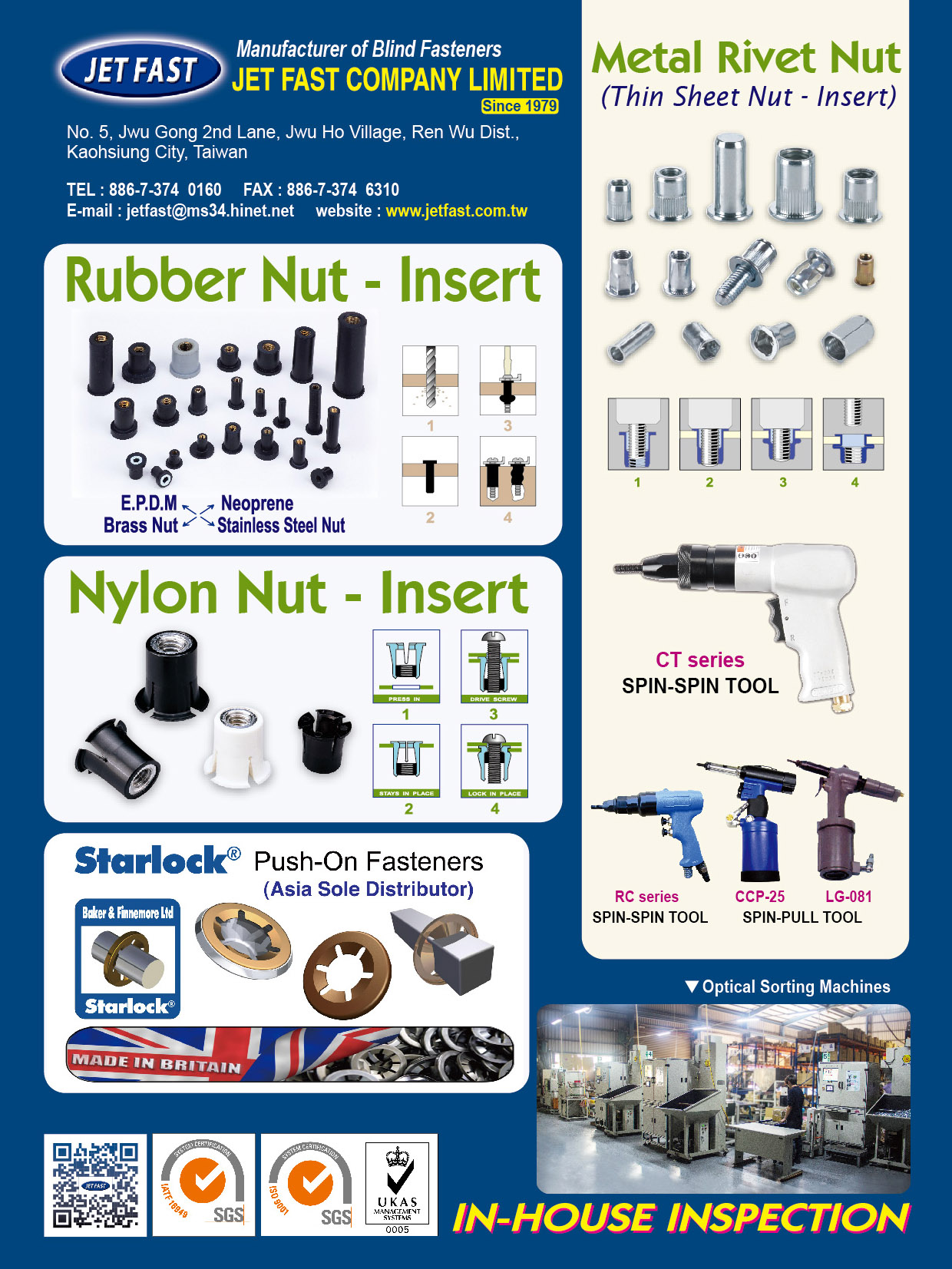 JET FAST COMPANY LIMITED  , Rubber Nut - Insert, Nylon Nut - Insert, Blind Rivet Nut, Metal Rivet Nut, Starlock , Blind Nuts / Rivet Nuts JET FAST COMPANY LIMITED  , Rubber Nut - Insert, Nylon Nut - Insert, Blind Rivet Nut, Metal Rivet Nut, Starlock , Blind Nuts / Rivet Nuts