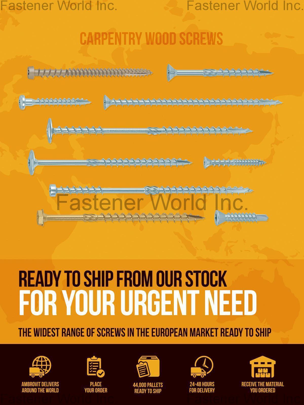 AMBROVIT S.P.A. , Carpentry Wood Screws , Wood Screws AMBROVIT S.P.A. , Carpentry Wood Screws , Wood Screws