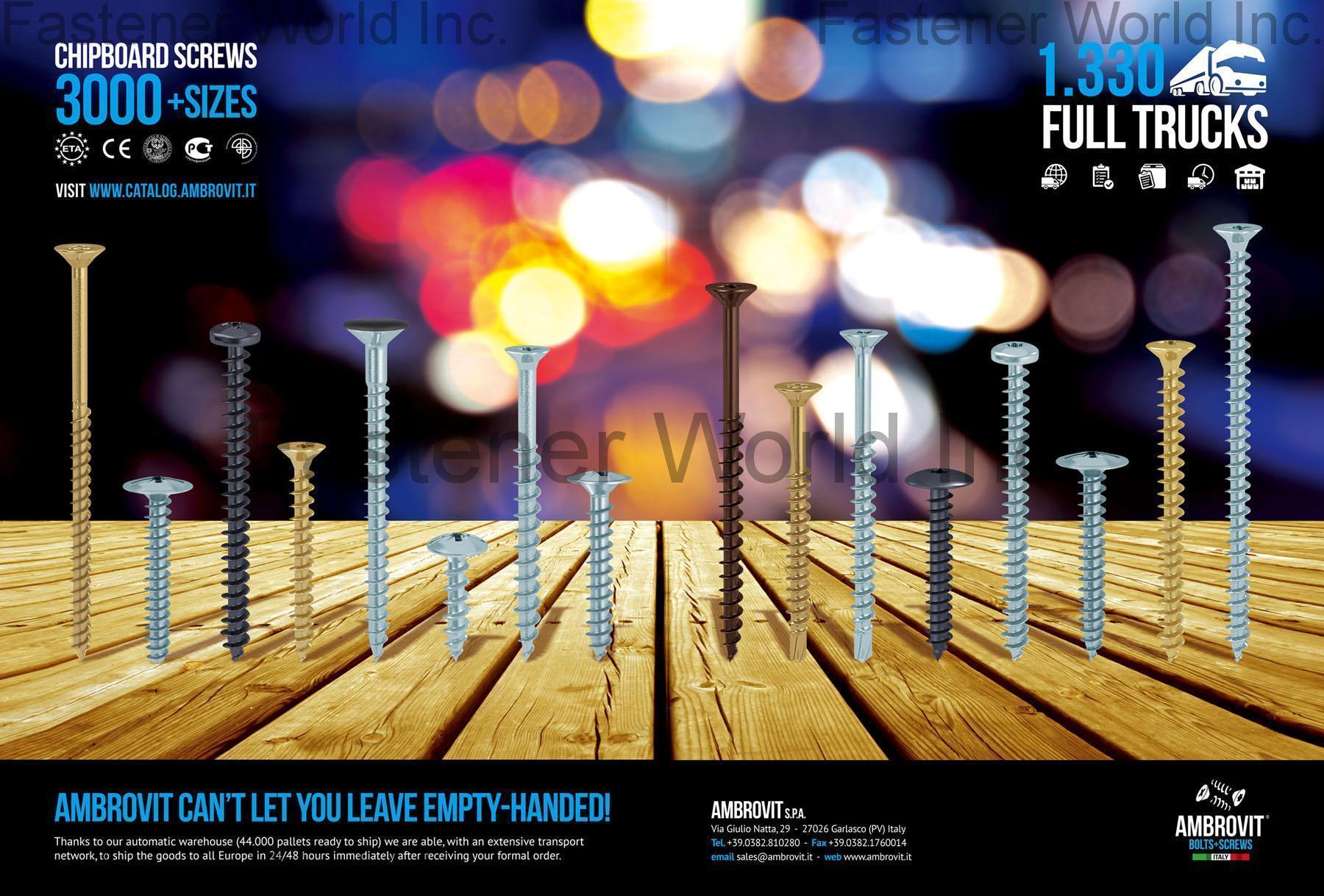 AMBROVIT S.P.A. , Drywall screws , Chipboard Screws AMBROVIT S.P.A. , Drywall screws , Chipboard Screws