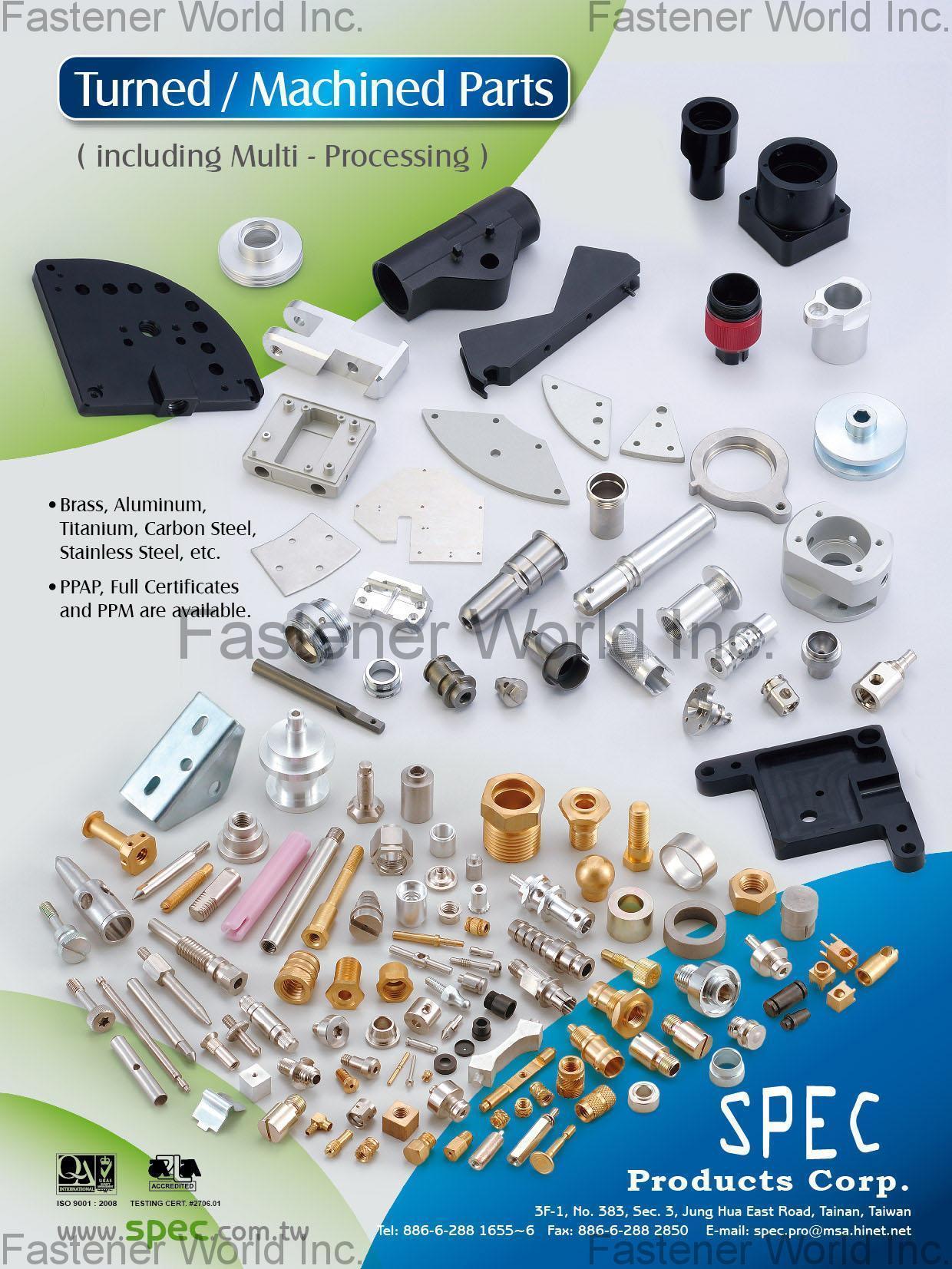 SPEC PRODUCTS CORP. , Turned / Machined Parts , Machine Parts SPEC PRODUCTS CORP. , Turned / Machined Parts , Machine Parts