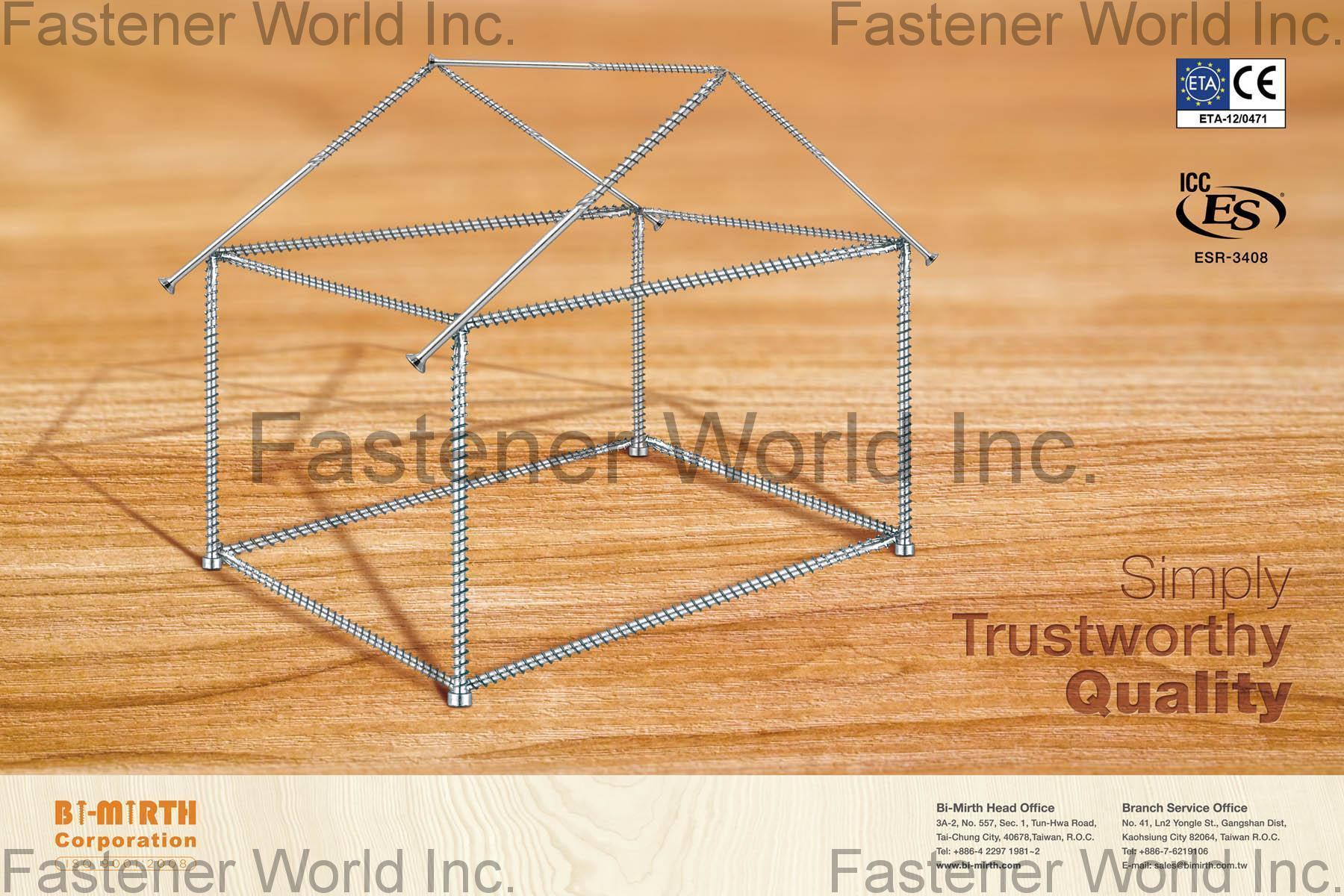 BI-MIRTH CORPORATION , Bi-metal Self-drilling Screws , Wood Screws BI-MIRTH CORPORATION , Bi-metal Self-drilling Screws , Wood Screws