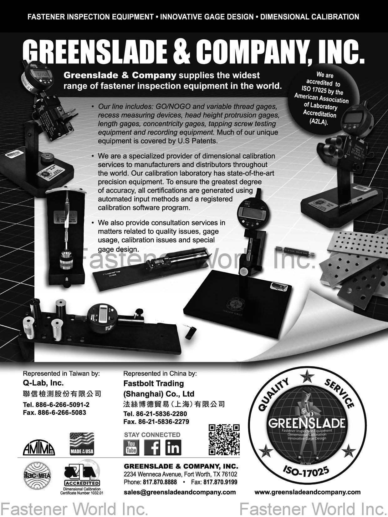 GREENSLADE & COMPANY, INC. , Fastener Inspection Equipment, Innovative Gage Design, Dimensional Calibration, Bi-Point Gage, Tri-Roll External Thread Gage , Spec Inspection GREENSLADE & COMPANY, INC. , Fastener Inspection Equipment, Innovative Gage Design, Dimensional Calibration, Bi-Point Gage, Tri-Roll External Thread Gage , Spec Inspection