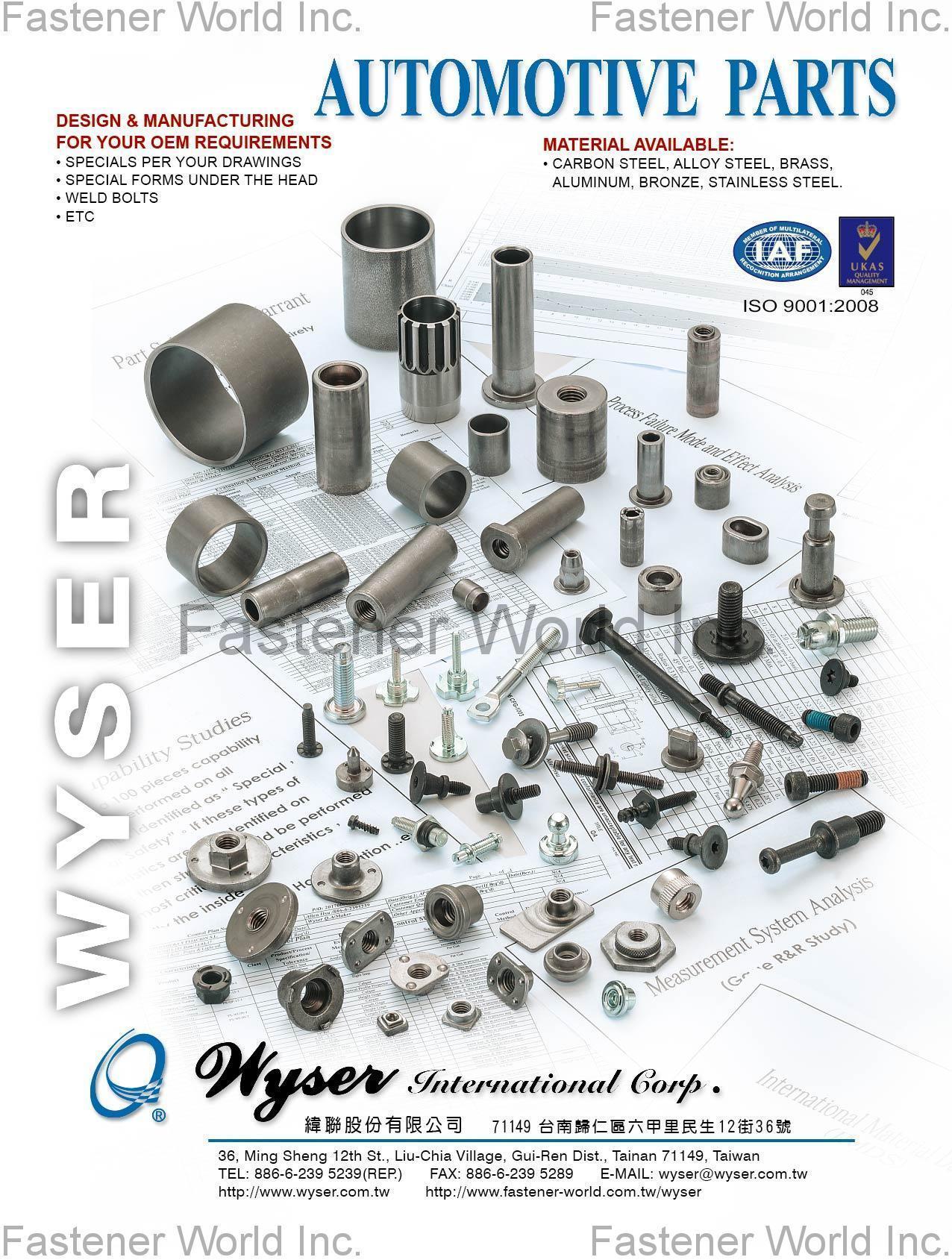 WYSER INTERNATIONAL CORP. , Automotive Parts , Automotive Parts WYSER INTERNATIONAL CORP. , Automotive Parts , Automotive Parts