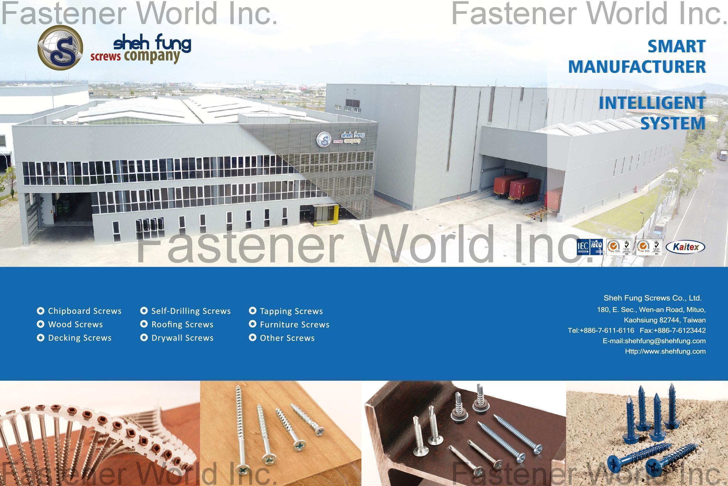 SHEH FUNG SCREWS CO., LTD. , Chipboard Screws, Drywall Screws, Tapping Screws, Wood Screws, Self-Drilling Screws, Furniture Screws, Decking Screws, Roofing Screws, Other Screws , Chipboard Screws SHEH FUNG SCREWS CO., LTD. , Chipboard Screws, Drywall Screws, Tapping Screws, Wood Screws, Self-Drilling Screws, Furniture Screws, Decking Screws, Roofing Screws, Other Screws , Chipboard Screws
