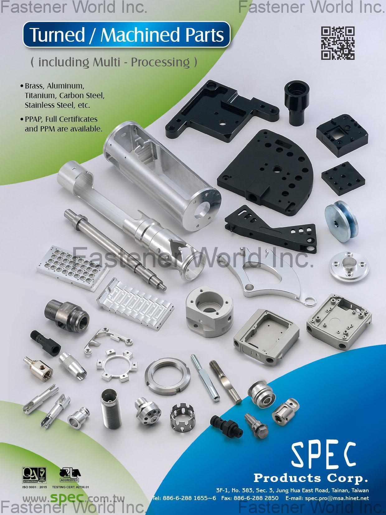 SPEC PRODUCTS CORP. , Turned / Machined Parts , Machine Parts SPEC PRODUCTS CORP. , Turned / Machined Parts , Machine Parts