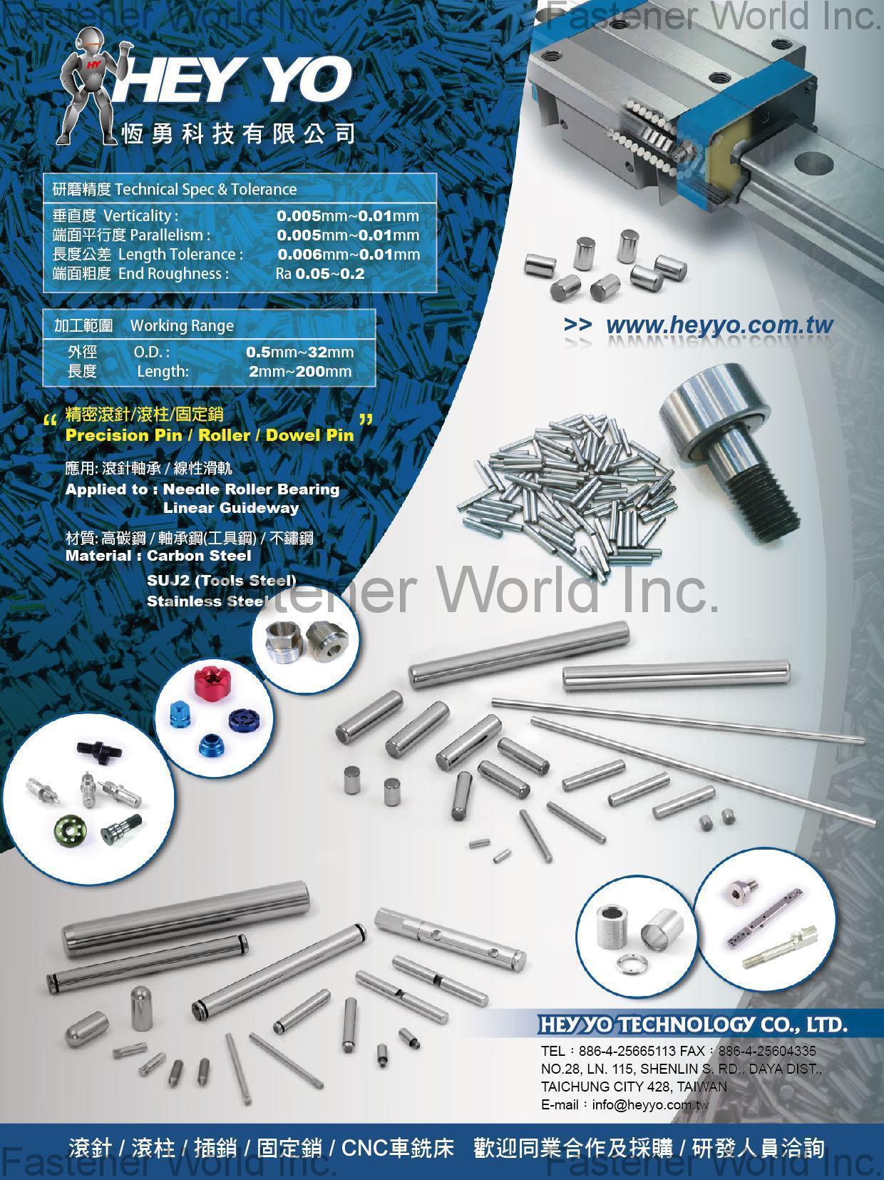 HEY YO TECHNOLOGY CO., LTD. , Precision Pin, Roller, Dowel Pins , Dowel Pins HEY YO TECHNOLOGY CO., LTD. , Precision Pin, Roller, Dowel Pins , Dowel Pins