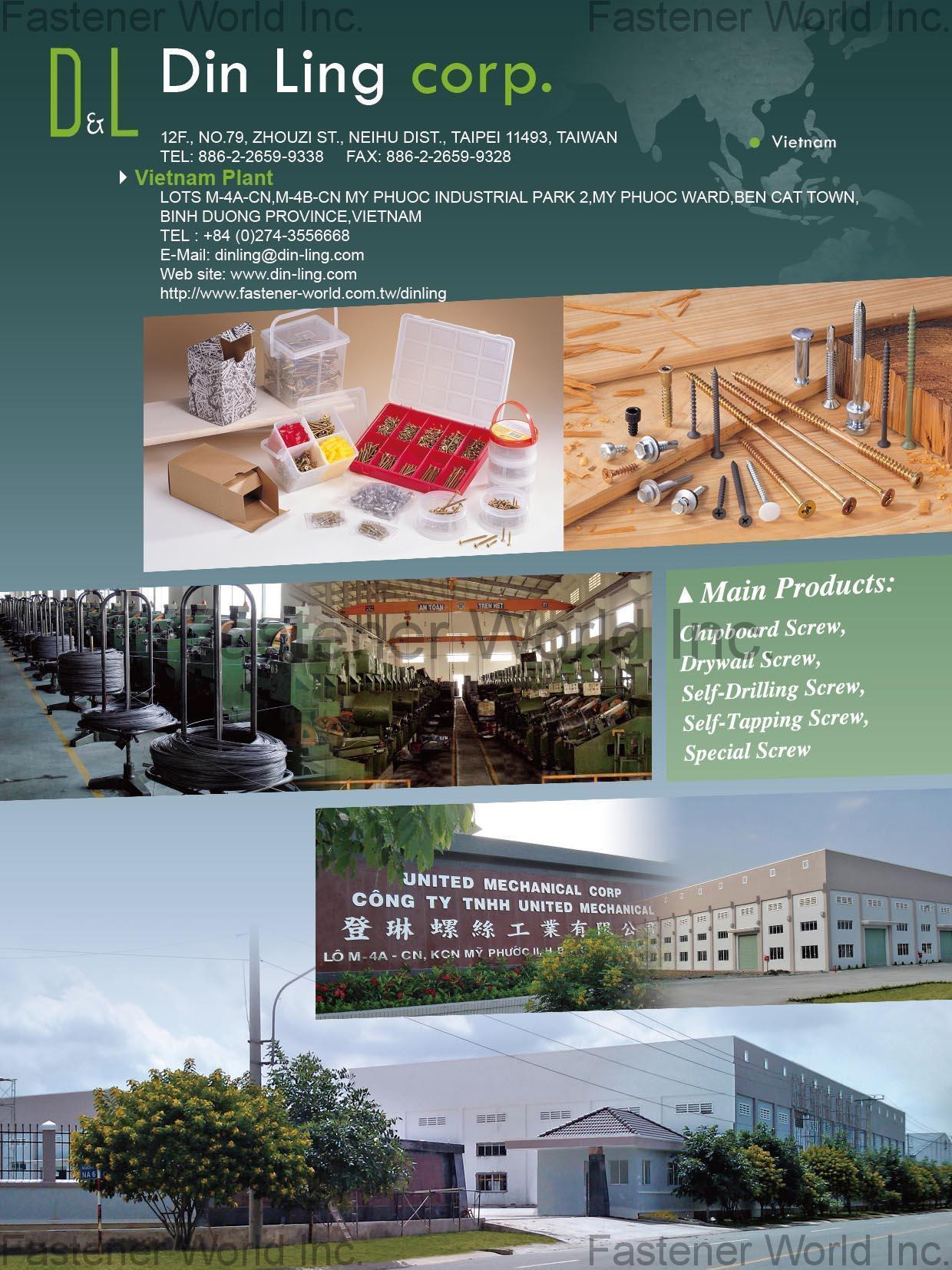 DIN LING CORP. , Chipboard Screw, Drywall Screw, Self-Drilling Screw, Self-Tapping Screw, Special Screw , Chipboard Screws DIN LING CORP. , Chipboard Screw, Drywall Screw, Self-Drilling Screw, Self-Tapping Screw, Special Screw , Chipboard Screws