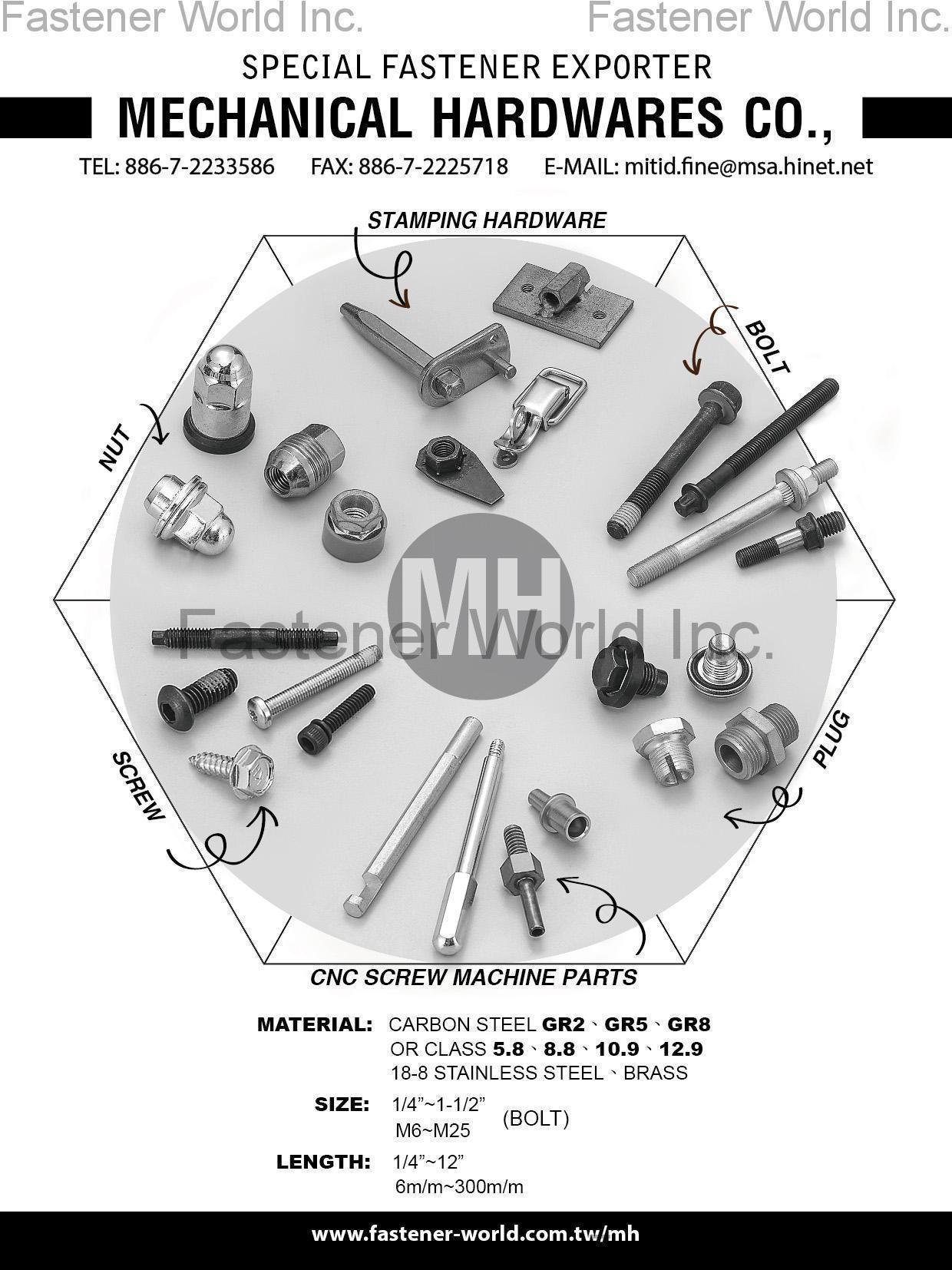 MIT INDUSTRIAL ACCESSORIES CORP. (MECHANICAL HARDWARES CO.) , Stamping Hardware, Bolts, Plug, Nuts, Screws, CNC Screw Machine Parts , Stamped Parts MIT INDUSTRIAL ACCESSORIES CORP. (MECHANICAL HARDWARES CO.) , Stamping Hardware, Bolts, Plug, Nuts, Screws, CNC Screw Machine Parts , Stamped Parts