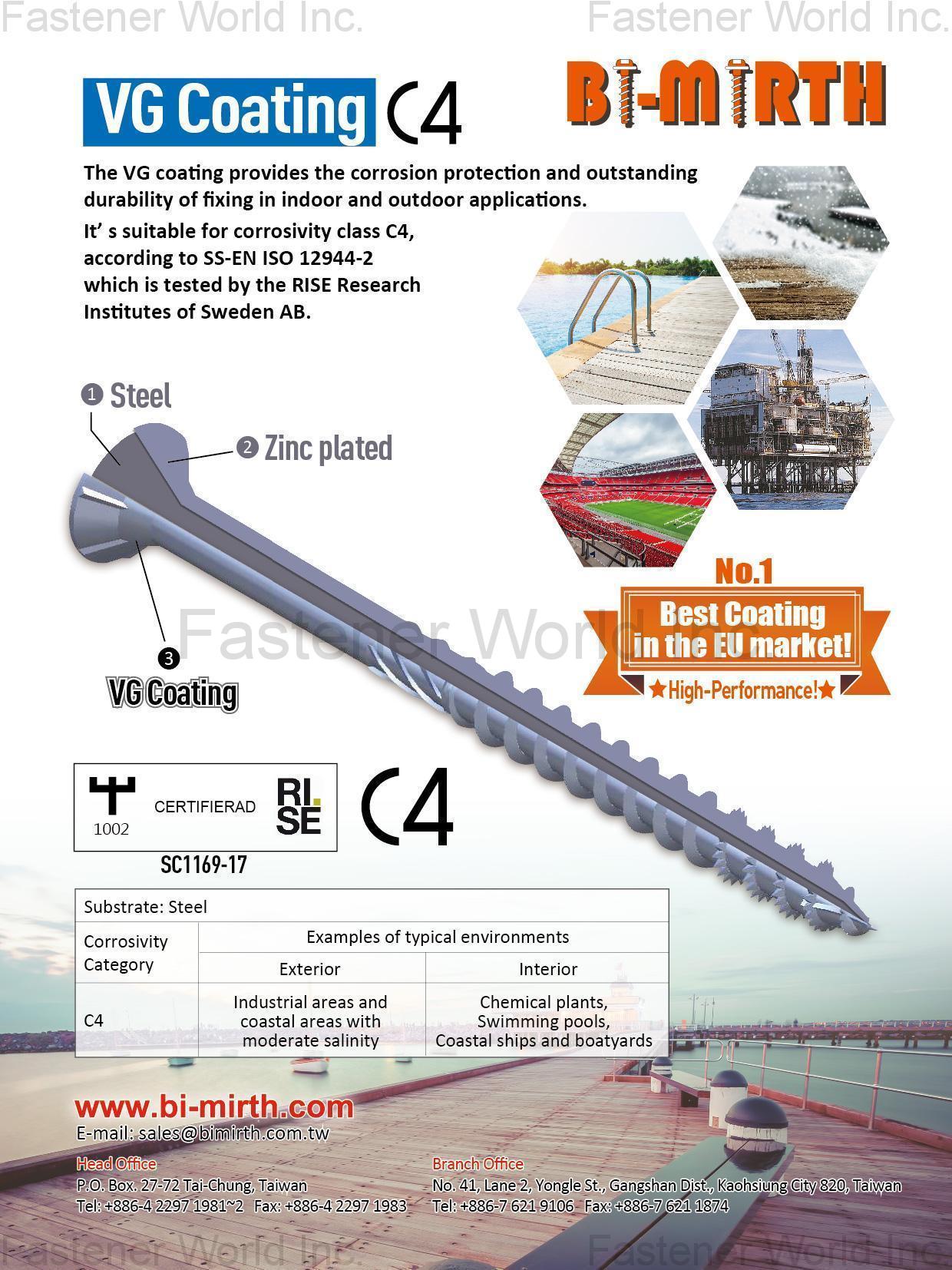 BI-MIRTH CORPORATION , VG Coating , Zinc Plated BI-MIRTH CORPORATION , VG Coating , Zinc Plated