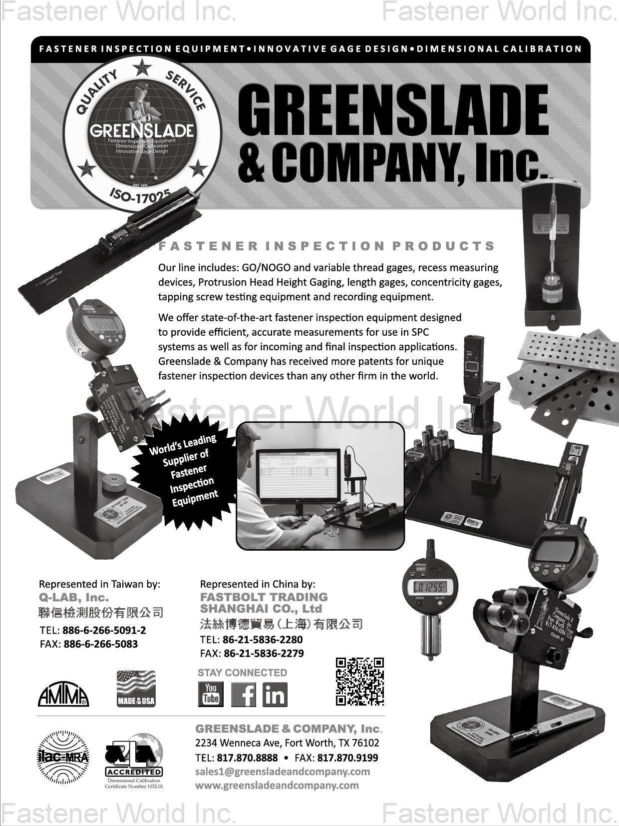 GREENSLADE & COMPANY, INC. , Fastener Inspection Products , Spec Inspection GREENSLADE & COMPANY, INC. , Fastener Inspection Products , Spec Inspection