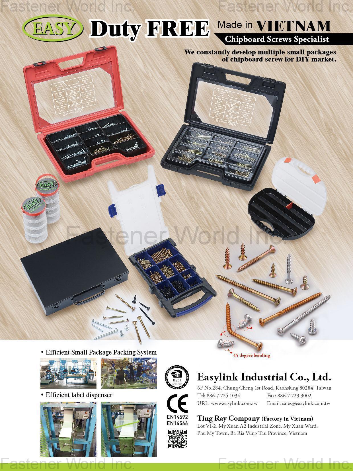 EASYLINK INDUSTRIAL CO., LTD. , Chipboard Screws, Multiple Small Packages , Chipboard Screws EASYLINK INDUSTRIAL CO., LTD. , Chipboard Screws, Multiple Small Packages , Chipboard Screws