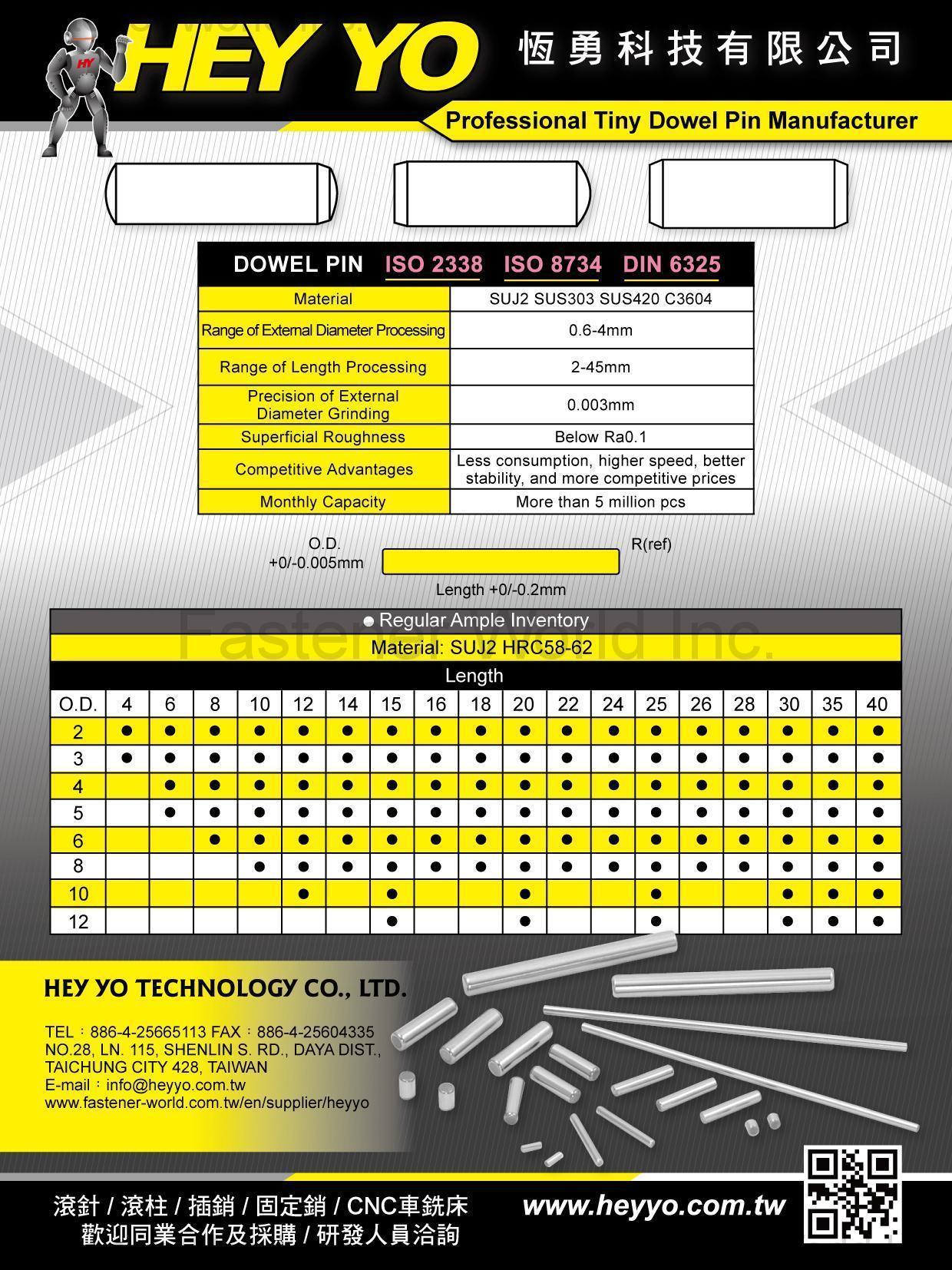 HEY YO TECHNOLOGY CO., LTD. , Tiny Dowel Pins , Dowel Pins HEY YO TECHNOLOGY CO., LTD. , Tiny Dowel Pins , Dowel Pins