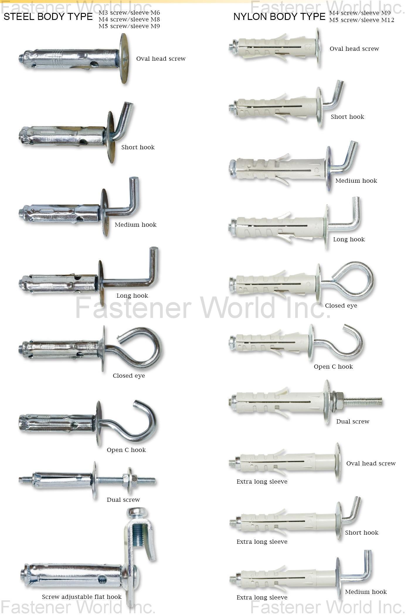 HWALLY PRODUCTS CO., LTD. , NO.510 EXPAND ANCHOR ITALY TYPE LIGHT DUTY , Anchors HWALLY PRODUCTS CO., LTD. , NO.510 EXPAND ANCHOR ITALY TYPE LIGHT DUTY , Anchors