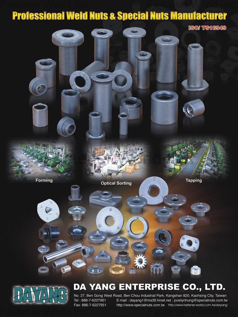 Da Yang Enterprise Co., Ltd. , Weld Nuts, Special Nuts , Weld Nuts Da Yang Enterprise Co., Ltd. , Weld Nuts, Special Nuts , Weld Nuts