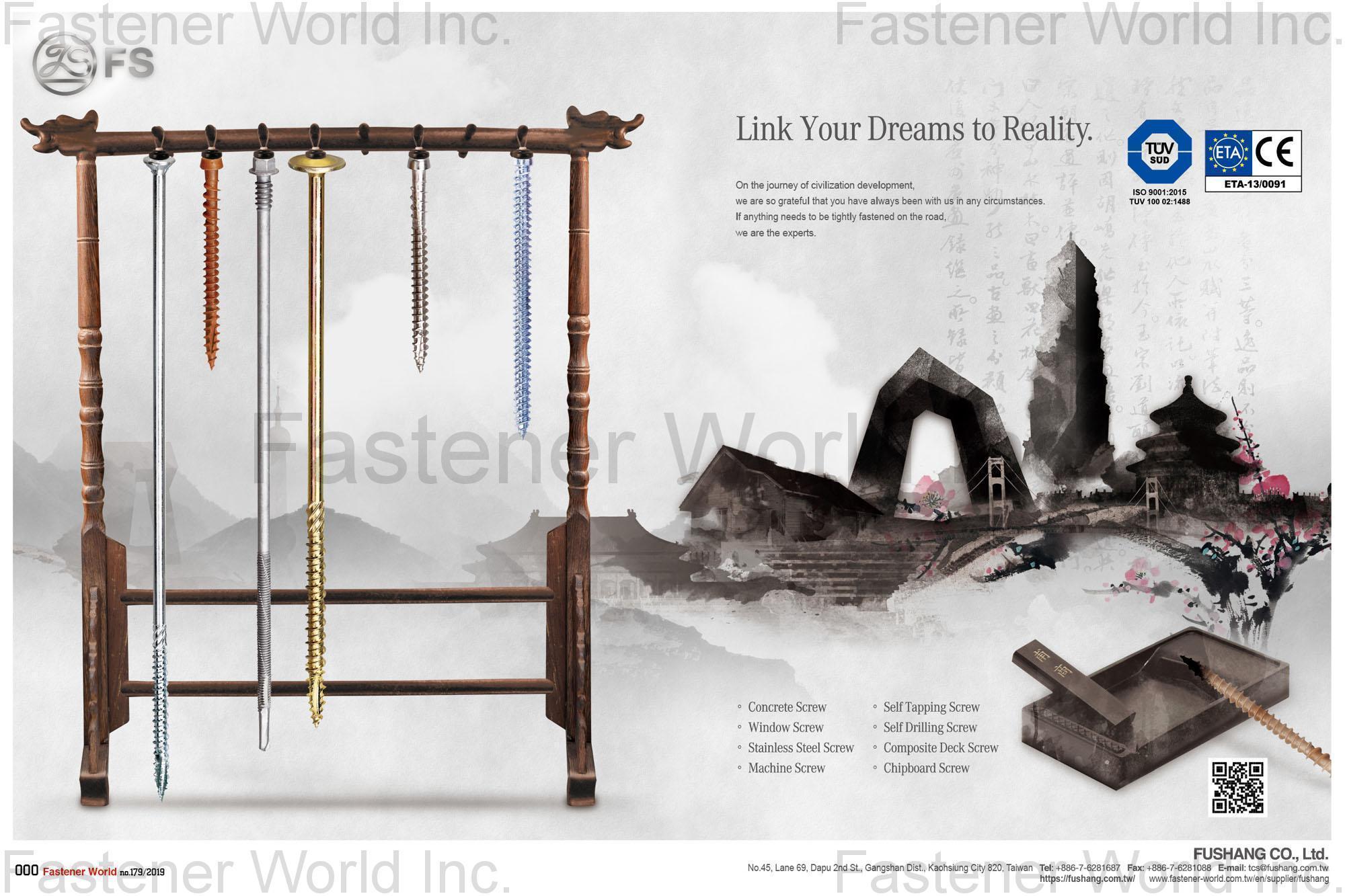 FUSHANG CO., LTD. , Concrete Screw, Window Screw, Stainless Steel Screw, Machine Screw, Self Tapping Screw, Self Drilling Screw, Composite Deck Screw, Chipboard Screws , Composite Screws FUSHANG CO., LTD. , Concrete Screw, Window Screw, Stainless Steel Screw, Machine Screw, Self Tapping Screw, Self Drilling Screw, Composite Deck Screw, Chipboard Screws , Composite Screws