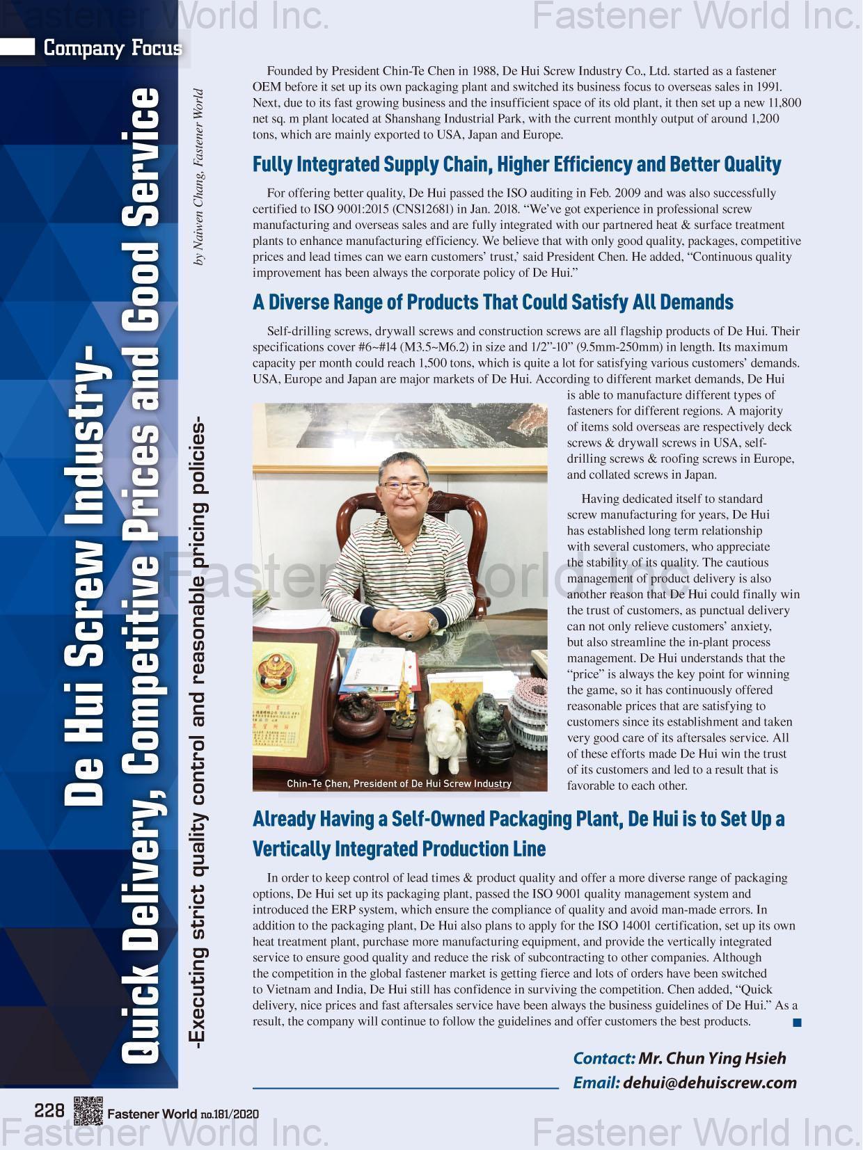 DE HUI Screw Industry Co., Ltd , Quick Delivery, Competitive Prices and Good Services , Deck Screws DE HUI Screw Industry Co., Ltd , Quick Delivery, Competitive Prices and Good Services , Deck Screws