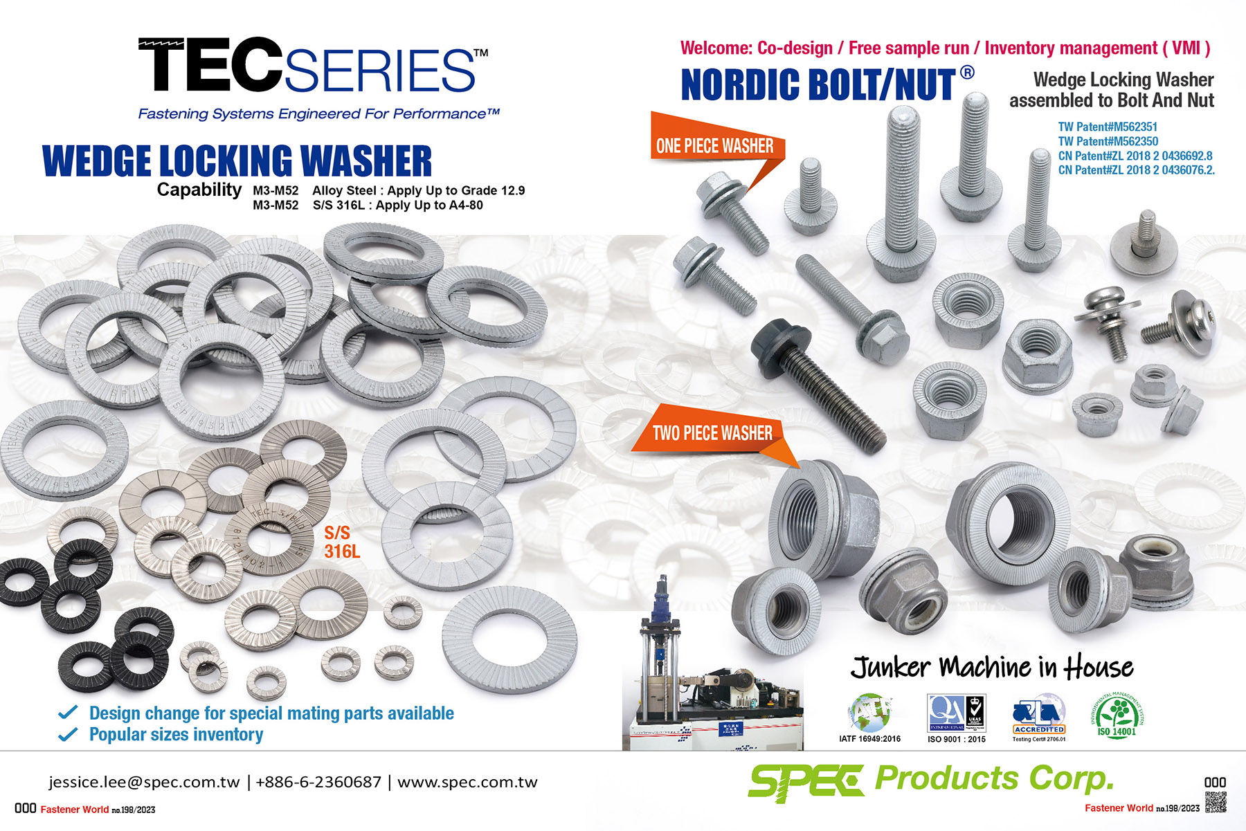 SPEC PRODUCTS CORP. , TEC Series, Wedge Locking Washers, Nordic Bolt/Nut , Special Washers SPEC PRODUCTS CORP. , TEC Series, Wedge Locking Washers, Nordic Bolt/Nut , Special Washers