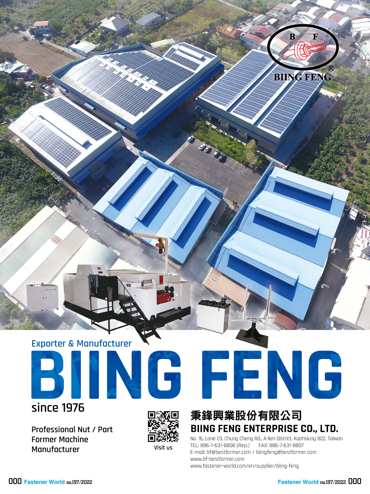 BIING FENG ENTERPRISE CO., LTD. , Blind Nut Formers, Multi-station Cold Forming Machines BIING FENG ENTERPRISE CO., LTD. , Blind Nut Formers, Multi-station Cold Forming Machines