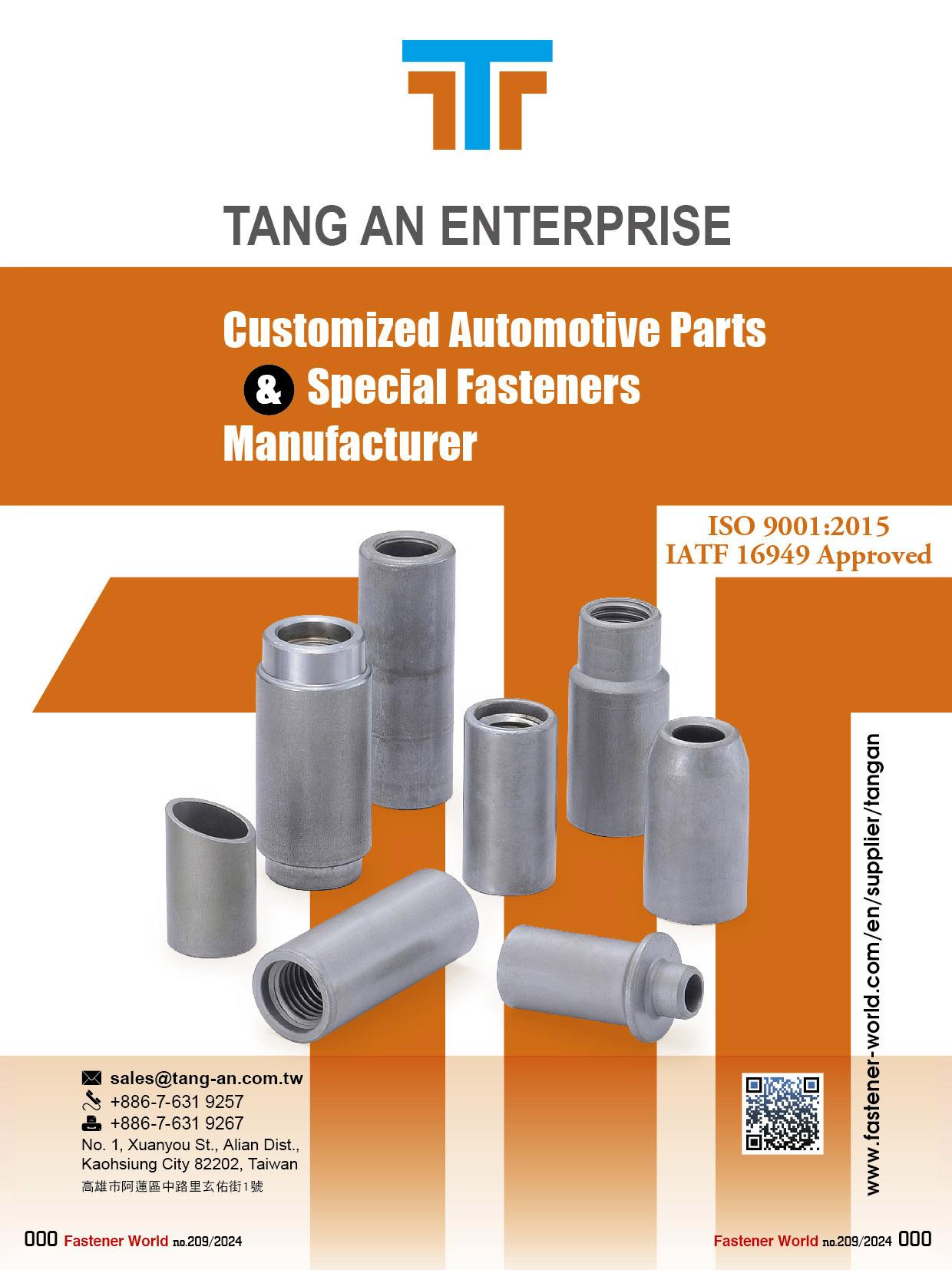 TANG AN ENTERPRISE CO., LTD. , Customized Automotive Parts, Special Fasteners TANG AN ENTERPRISE CO., LTD. , Customized Automotive Parts, Special Fasteners