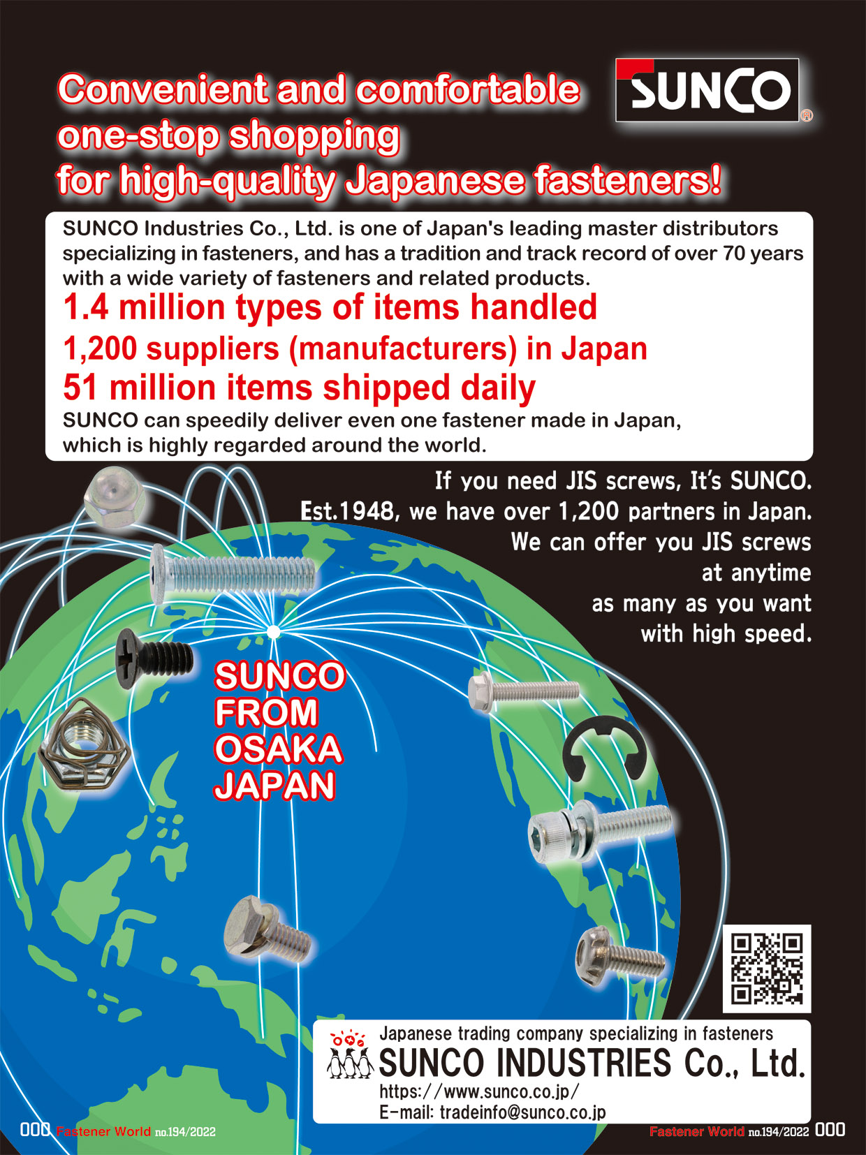 SUNCO INDUSTRIES CO., LTD. JAPAN , High-quallity Japanese Fasteners SUNCO INDUSTRIES CO., LTD. JAPAN , High-quallity Japanese Fasteners