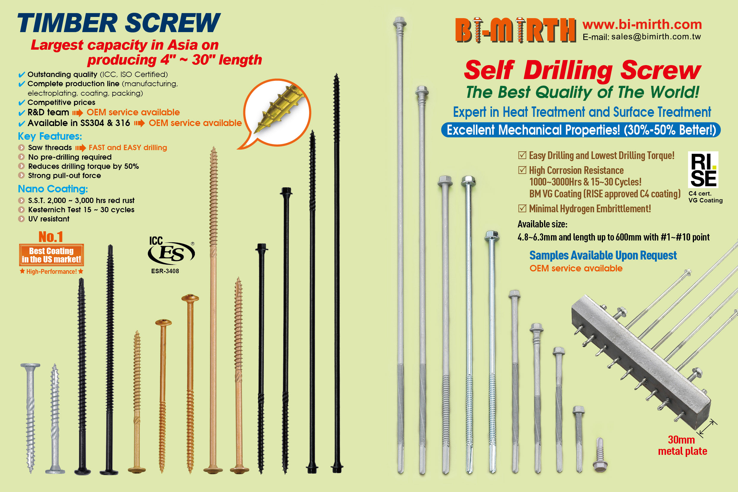 BI-MIRTH CORPORATION , Timber Screws, Self Drilling Screws BI-MIRTH CORPORATION , Timber Screws, Self Drilling Screws