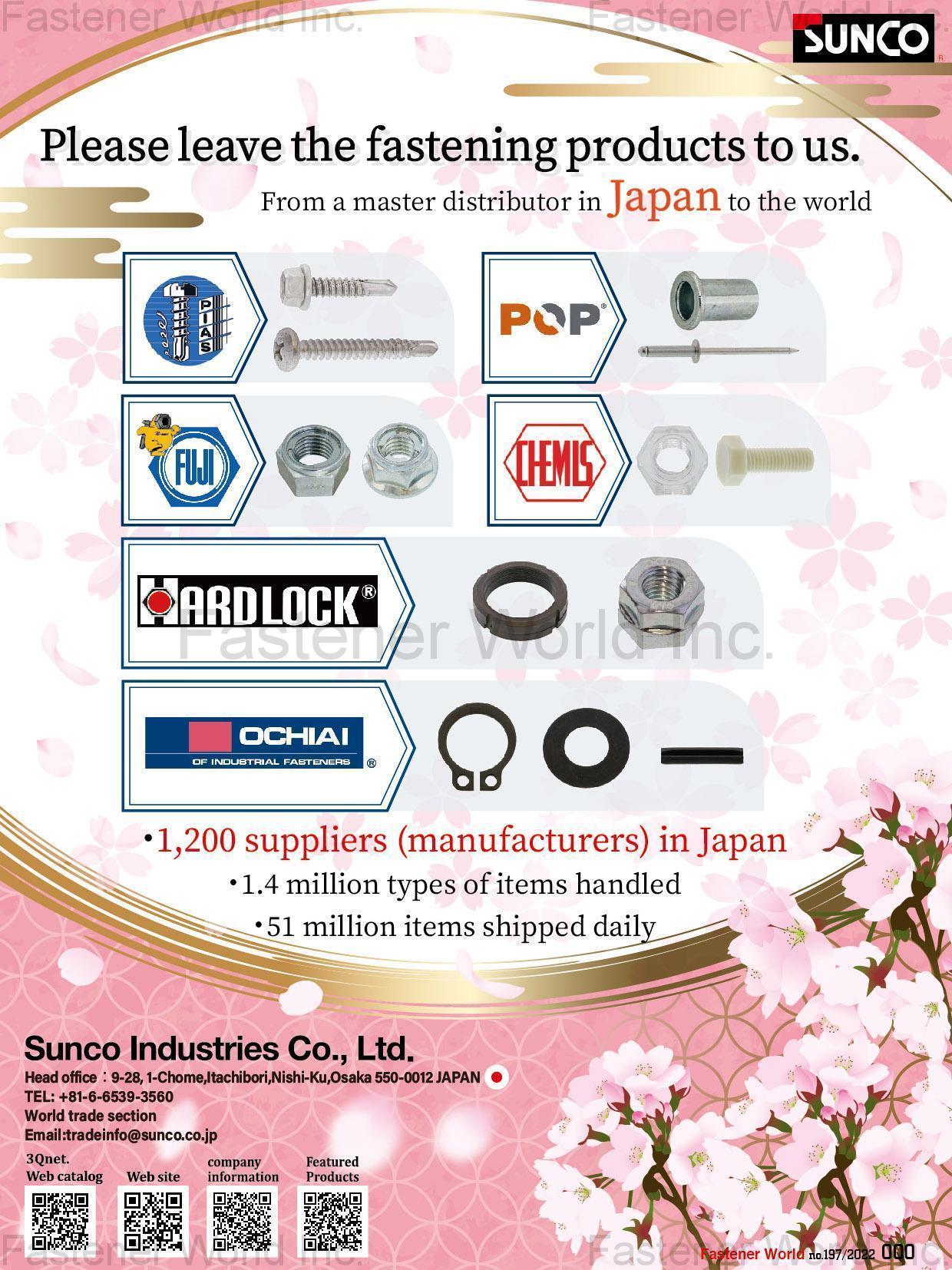 SUNCO INDUSTRIES CO., LTD. JAPAN , High-quallity Japanese Fasteners SUNCO INDUSTRIES CO., LTD. JAPAN , High-quallity Japanese Fasteners
