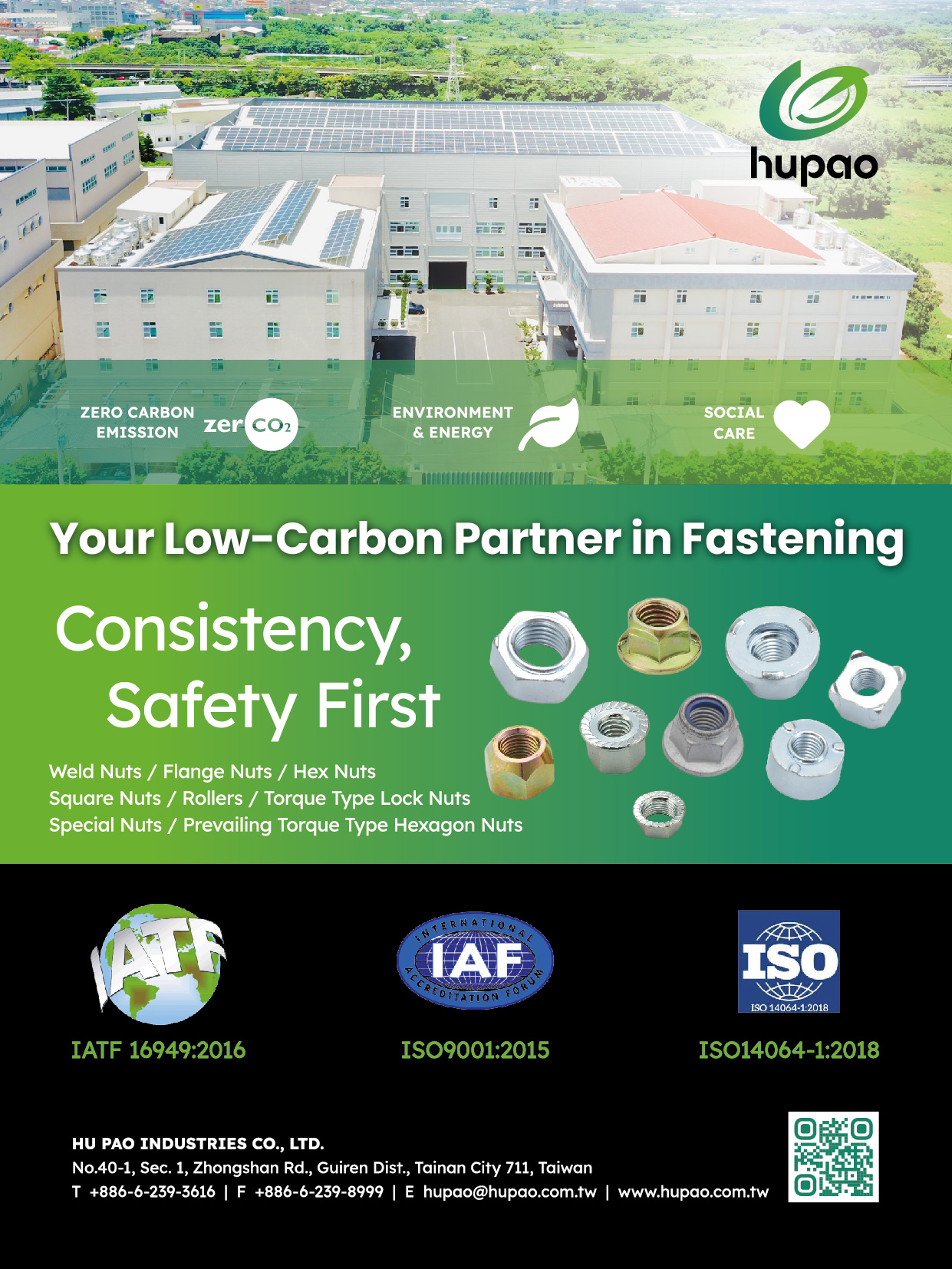 HU PAO INDUSTRIES CO., LTD. , Special Nuts, Weld Nuts, Prevailing Torque Lock Nuts, Flange Nuts, Rollers, Hex Nuts, Square Nuts HU PAO INDUSTRIES CO., LTD. , Special Nuts, Weld Nuts, Prevailing Torque Lock Nuts, Flange Nuts, Rollers, Hex Nuts, Square Nuts