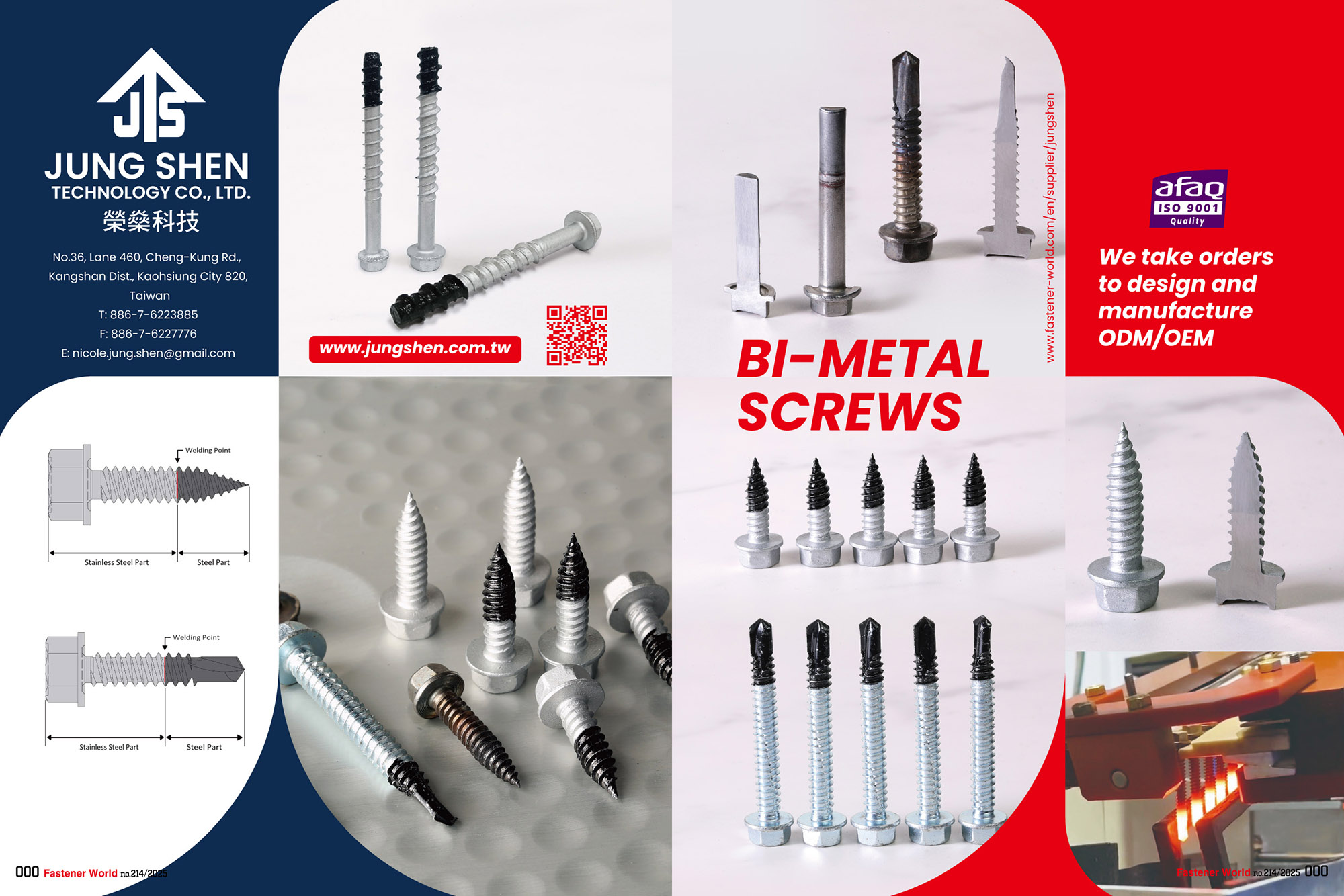 JUNG SHEN TECHNOLOGY CO., LTD. , Bi-Metal Screws, Bi-Metal Self Drilling Screws, Bi-Metal Tapping Screws, Automatic Welding & Automatic Inspection JUNG SHEN TECHNOLOGY CO., LTD. , Bi-Metal Screws, Bi-Metal Self Drilling Screws, Bi-Metal Tapping Screws, Automatic Welding & Automatic Inspection