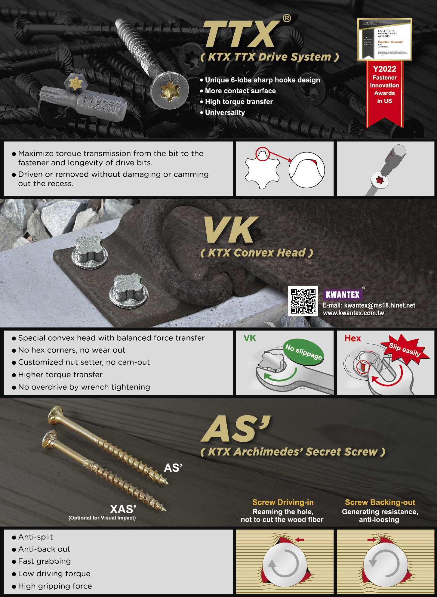 KWANTEX RESEARCH INC. , TTX (KTX-TTX Drive System), AS (KTX-Archimedes' Secret Screw) KWANTEX RESEARCH INC. , TTX (KTX-TTX Drive System), AS (KTX-Archimedes' Secret Screw)