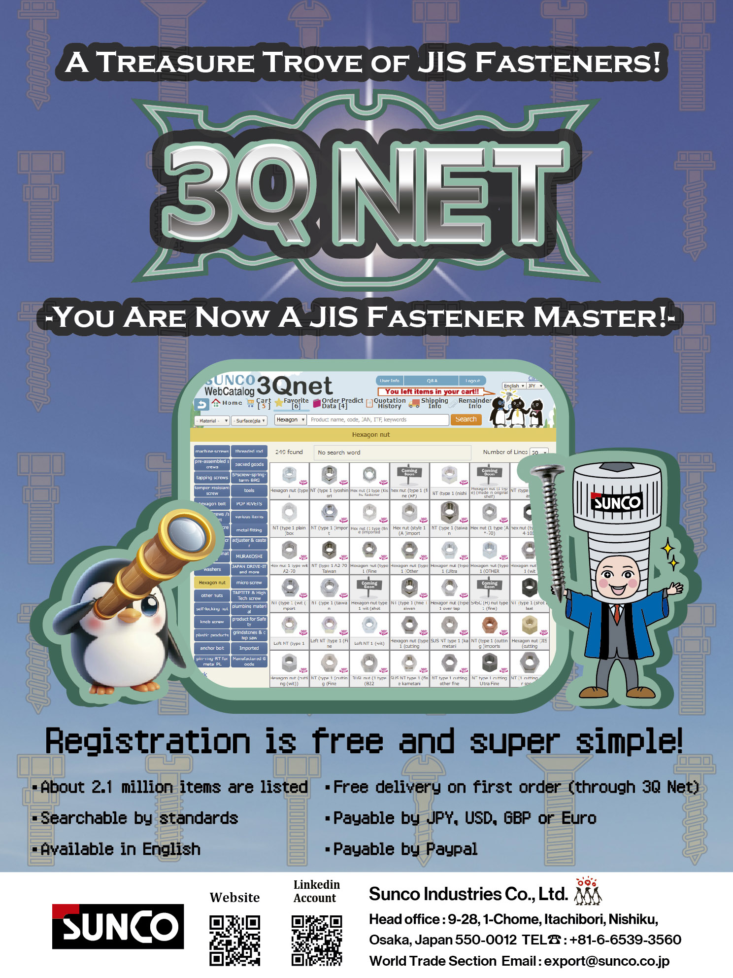 SUNCO INDUSTRIES CO., LTD. JAPAN , JIS Fasteners SUNCO INDUSTRIES CO., LTD. JAPAN , JIS Fasteners