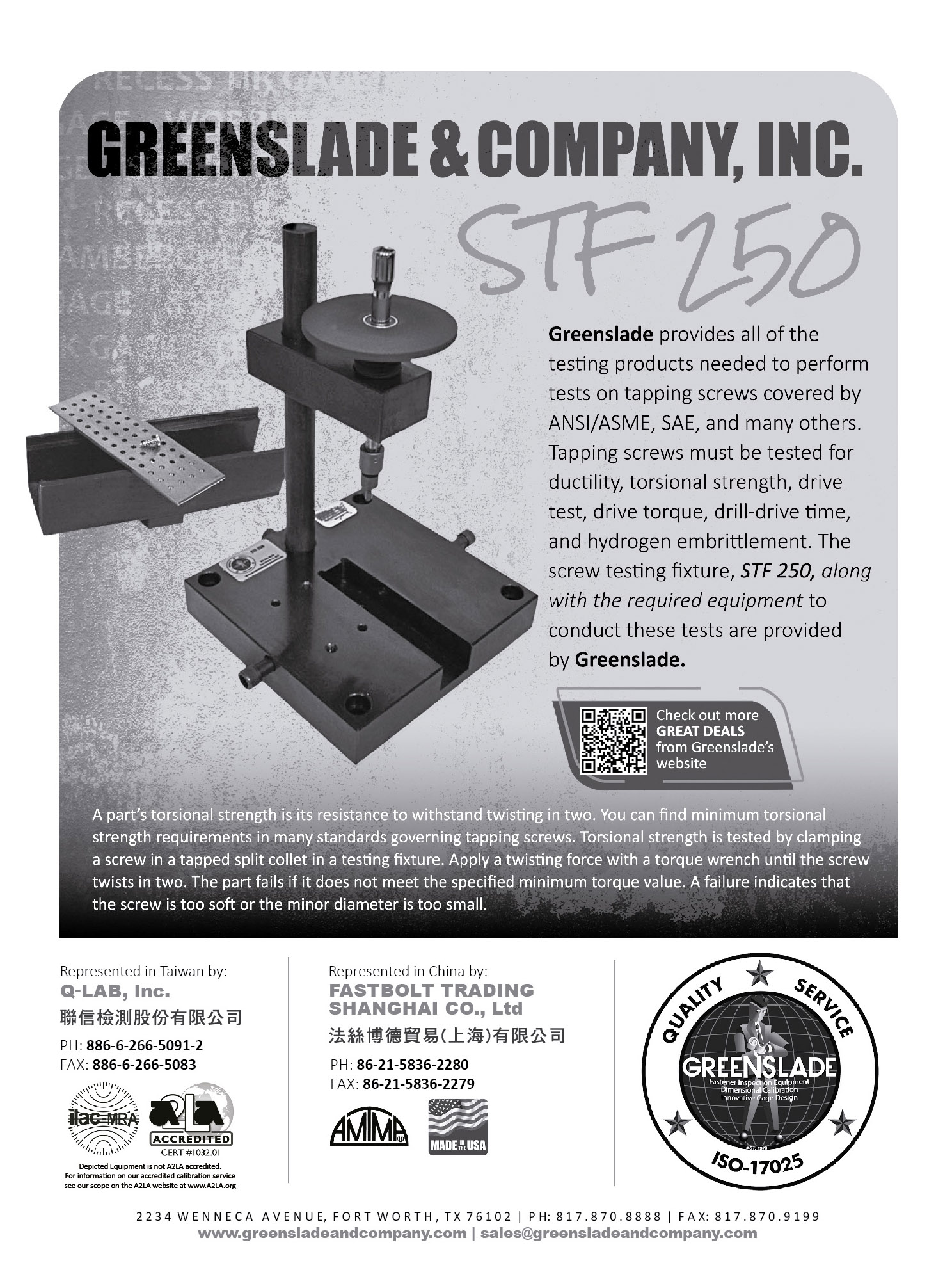 GREENSLADE & COMPANY, INC. , Fastener Inspection Products GREENSLADE & COMPANY, INC. , Fastener Inspection Products